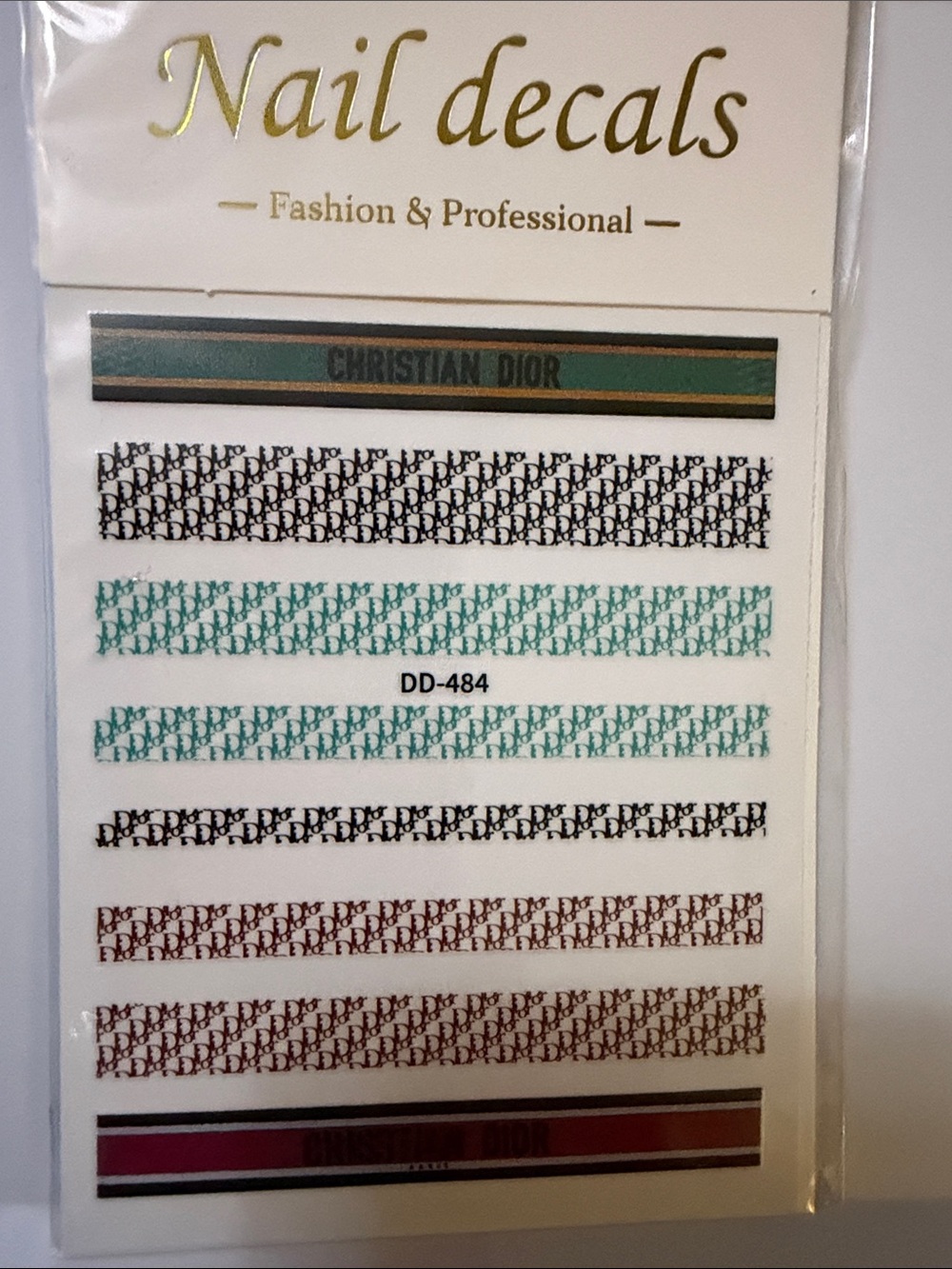 Teal and Black Nail Decal Strips